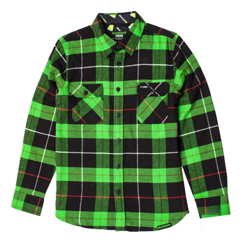 Camisa De Franela Verde 100% Algodón, Mob, Re- Animator