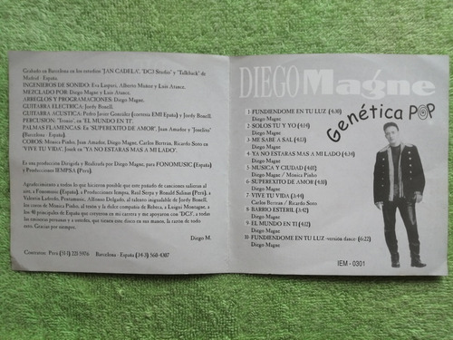 Eam Cd Diego Magne Genetica Pop 1998 Edic. Peruana Euro Dc3