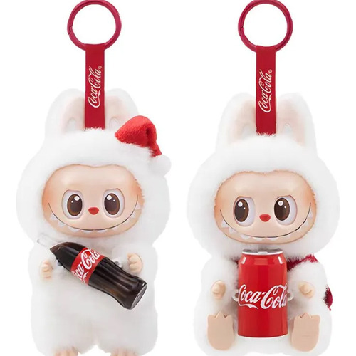 Chaveiro De Pelúcia Labubu - Coca-cola Colecionável Pequeno Branco
