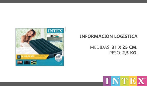 Colchon Inflable Uno 1 Plaza Dura Beam Standar Camping Intex Color Azul
