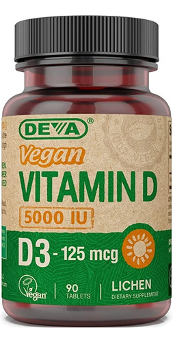 Vitamina D3 5000iu 90 Caps Deva - - Unidad A $2835