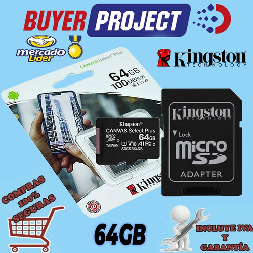 Memoria Micro Sd Xc + Adaptador Sd 64gb Kingston Clase 10