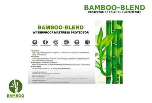 Matress Cover Funda Antiacaros Impermeable Bamboo Individual