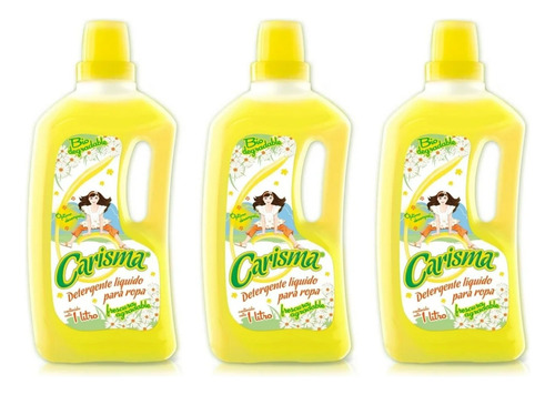 3 Botellas Carisma Detergente Liquido Ropa 1 Lt C/u