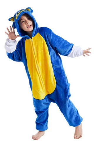 Pijama Mameluco Kigurumi Sonic Disfraz Cosplay Para Niños