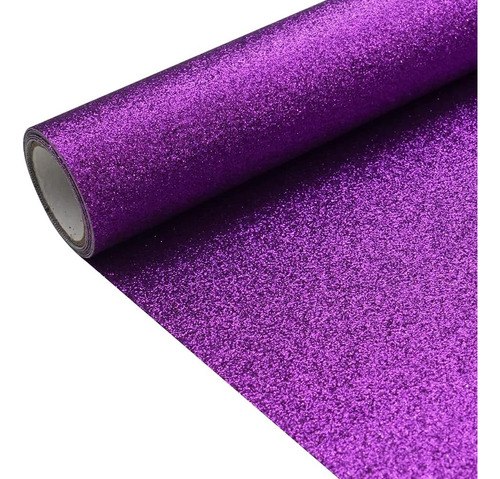 Hoja De Piel Sintetica Con Purpurina Purpura De 30x135cm
