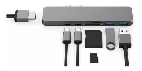 Imagen 3 de 12 de 7-en-2 Usb-c A Usb3.0 Hub Dual Type-c Multi-ports