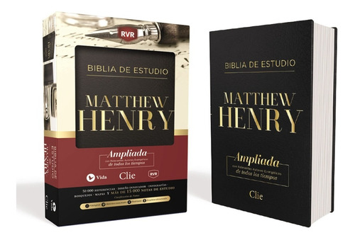 Biblia Estudio Matthew Henry Reina Valera Cuero Suave Negro