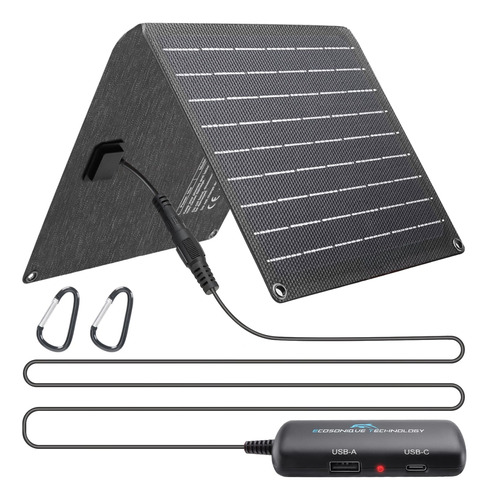 Ecosonique - Cargador Solar Portatil De 10 W Con Hub De Alim