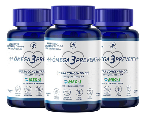 Ômega 3 Prevent Ultra Concentrado 1000 Epa 400 Dha 180 Caps Sabor Sem Sabor