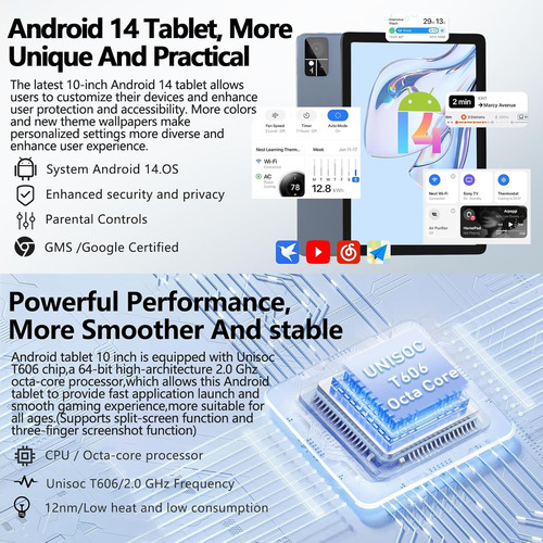 Tablet 10 Pulgadas Android 14 4g 128 Gb+14 Gb Ram Octa-core