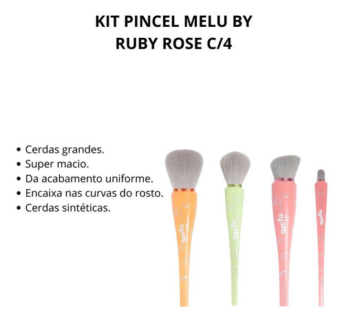 Kit Pincel Melu By Ruby Rose C/4 Cor Rosa