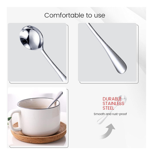 12 Cucharas De Café, Mini Cucharas Café De Acero Inoxidable