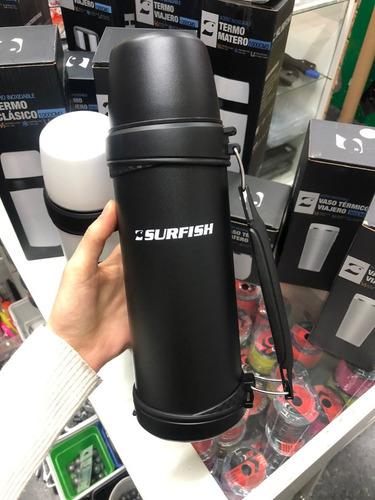 Imagen 7 de 8 de Termo Surfish Acero Inoxidable 1 Lt Libre De Bpa 12hs Manija