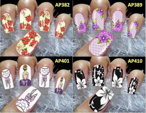 384 Películas Para Unhas 32 Cartelas Adesivos Promoção