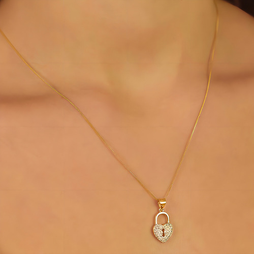 Colar Cadeado Cravejado Com Zircônia Folheado A Ouro 18k