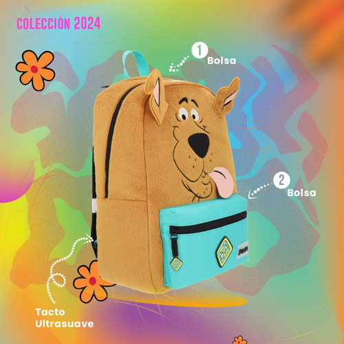 Mochila Scooby Doo Reversible Edición Limitada Color Café Diseño De La Tela Lisa