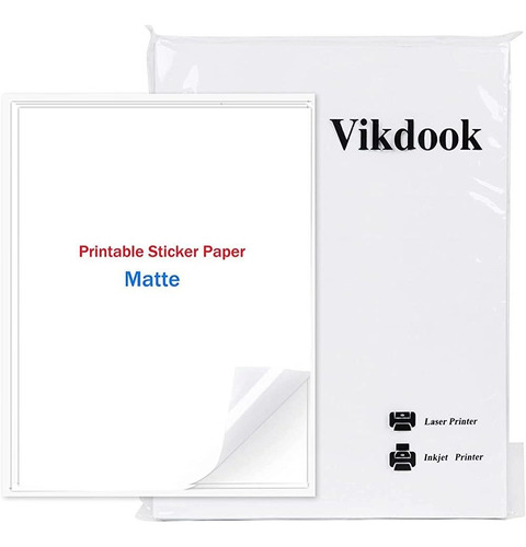 Vikdook Papel Adhesivo De Vinilo Imprimible Para Impresora D