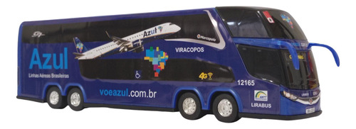 Brinquedo Ônibus Miniatura Azul 2 Andares