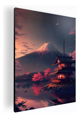 Cuadro Decorativo Mural Japon Fuji En Otoño 42x60 Cm