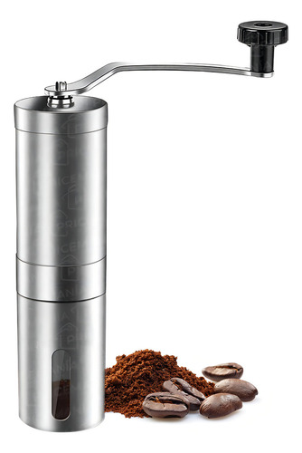 Moedor de café manual Moedor de grãos Moedor de aço inoxidável cor prateada