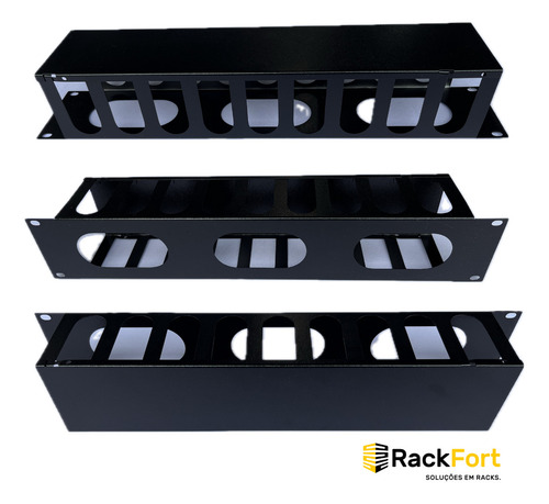 Guia Cabo Horizontal 2u X 80mm Para Rack Servidor Padrão 19 Cor Preto