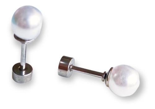 Aros 6mm Perlas Piercing Helix Tuerca Seguridad Hipoalergeni