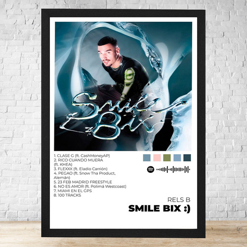 Cuadro Smile Bix 30x40 Vidrio Marco Madera Desmontable C448 Negro Clasico