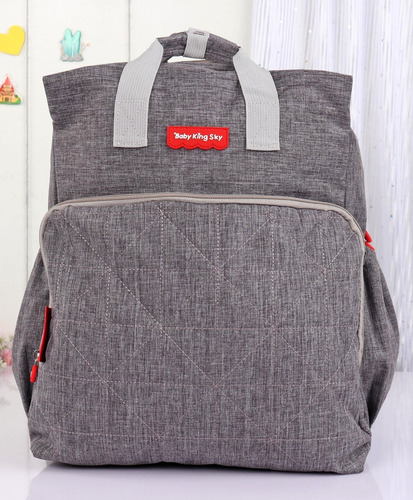 Mochila Pañalera Bebe Bolsa Maternal Gris