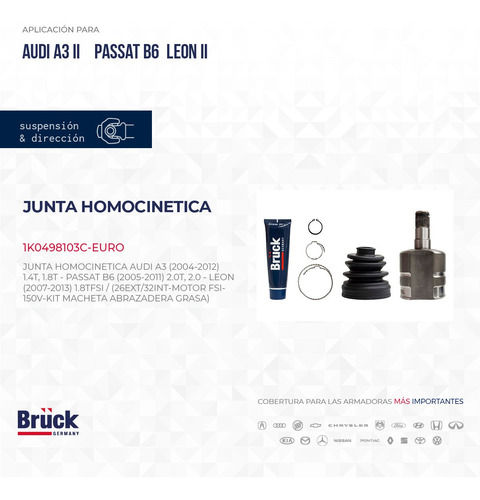 Espiga Junta Homocinetica Audi A3 2004 1k0498103c