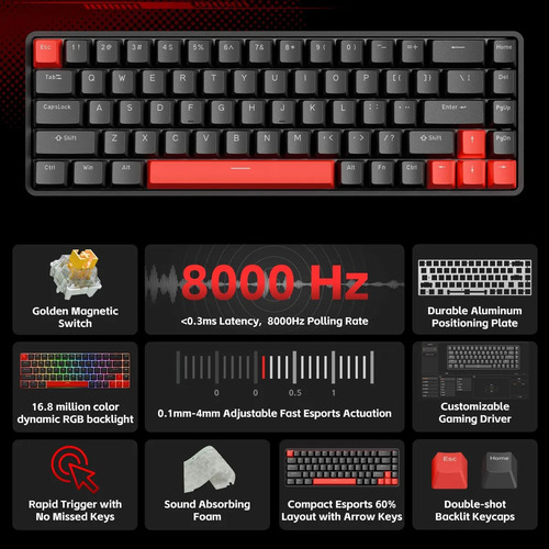 Teclado Mecânico Rgb T68-c - Tmkb Technology Preto E Laranja