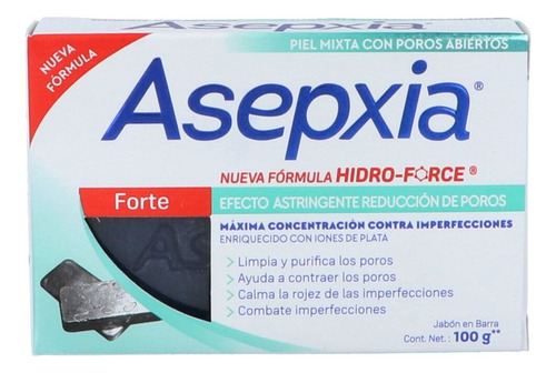 Asepxia Forte Caja Con Barra 100 G Jabón De Tocador