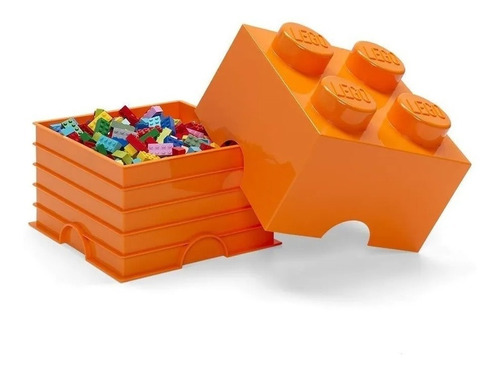 Lego Contenedor Canasto Apilable Organizador Storage Brick 4 Color Orange