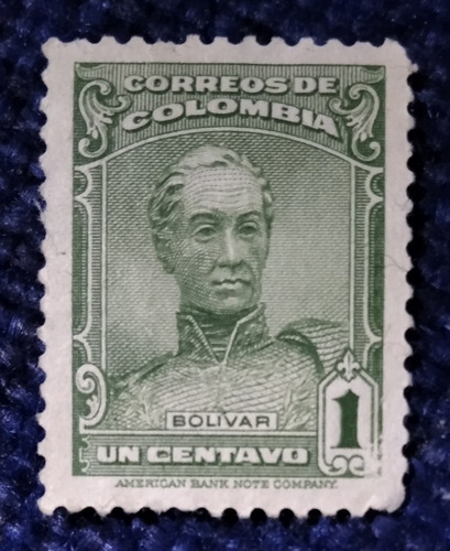 Estampilla Colombiana, Bolivar, Buen Estado. Circulada 