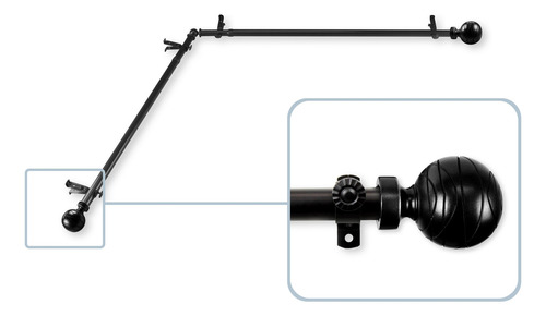 Juego De Cortineros Individuales 122-213 Cm Negro 2 Unidades