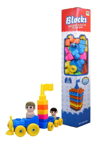 Juego 70 Bloques De Encastre Blocks Armar Grande Didactico