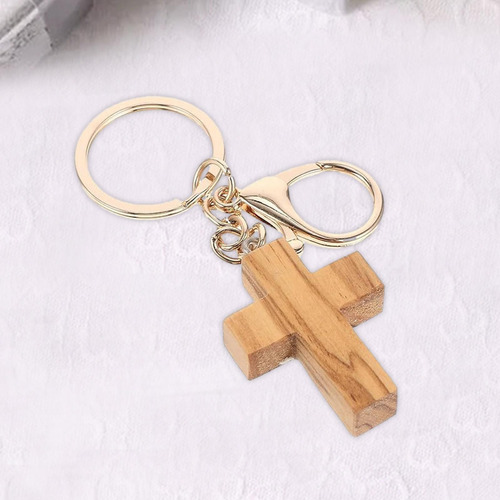 2 Llavero Con Cruz De Madera, Dijes, Artes Y Dorado