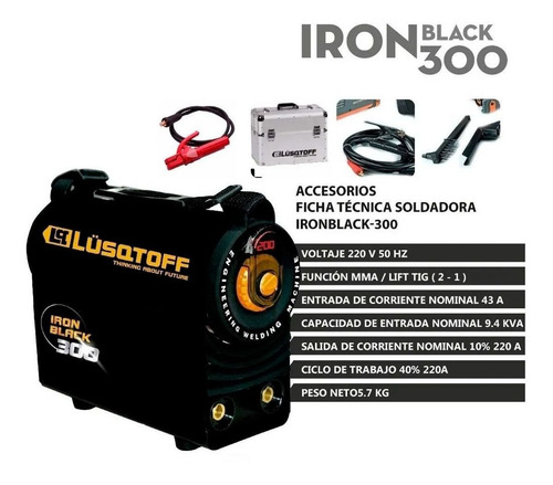 Imagen 2 de 9 de Soldadora Inverter Lusqtoff Iron Black 300 P