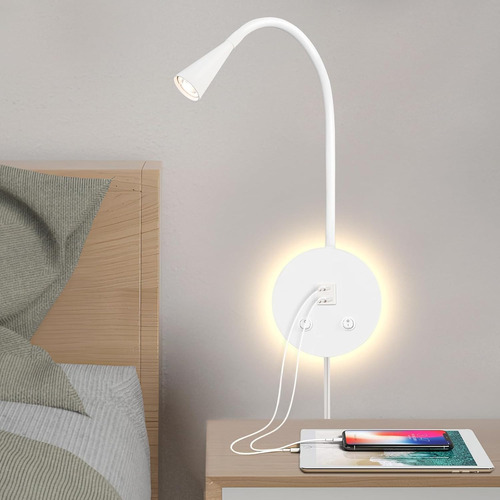 Luz De Lectura Montada En La Pared Con Led, Flexible Luz De