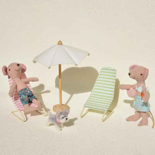 3x 1:12 A Escala Silla De Muñeca Playa Y Verde Rosado