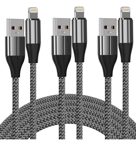 Cable De Cargador De iPhone (paquete De 3 De 10 Pies), [cert