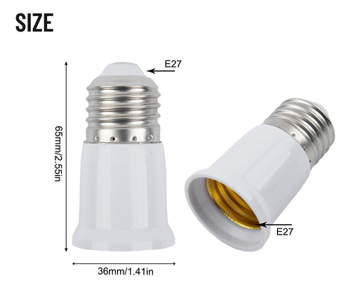 Base De Enchufe Extendida De Plástico E27 A E27 De 1 Pieza