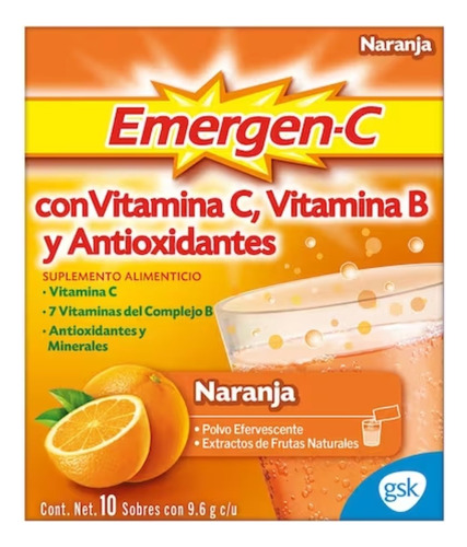 Emergen-c 250 Mg X10 Sobre Orange Polvo