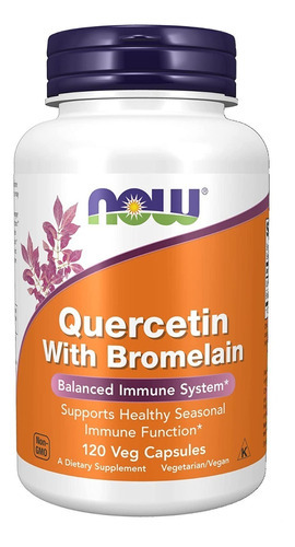 Now Foods Quercetina Con Bromelina 120 Cápsulas Vegetales Sabor Sin Sabor