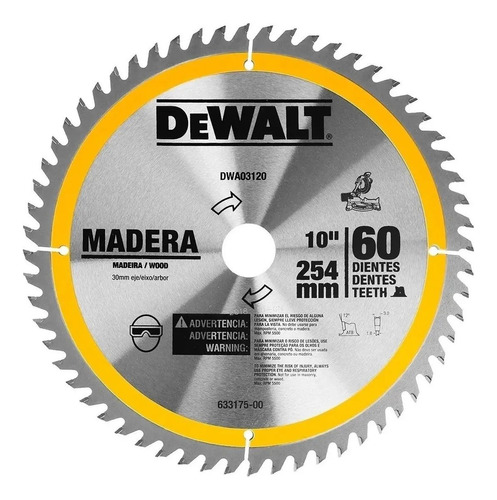 Disco Sierra Para Madera 10puLG. 60 Dientes Dewalt Dwa03120