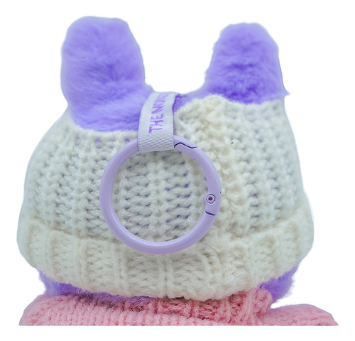 Juguete Labubu Generico Con Gorro Sueter Ropa Tejida Monster Lila