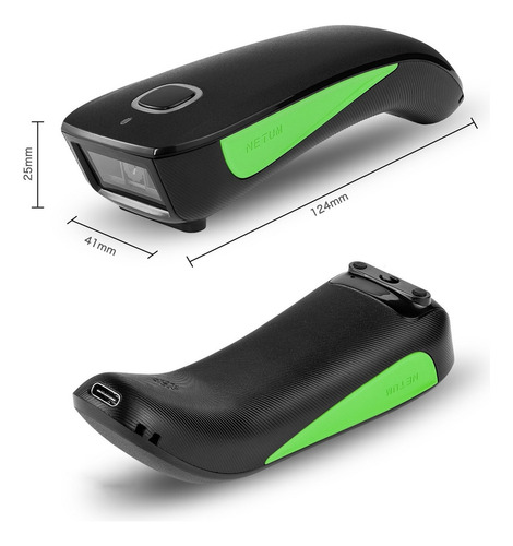 Leitor Bolso Código De Barras Scanner Verde Netum C740