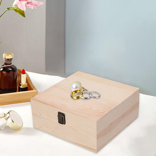 Q W Caja De Almacenamiento De Madera, Caja Madera 23x23x10cm