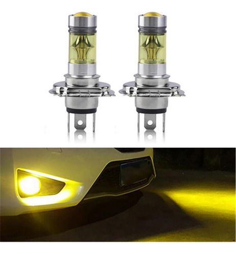 A Regalo 2pcs H4 100w 4300k Proyector De Niebla Led Amarillo