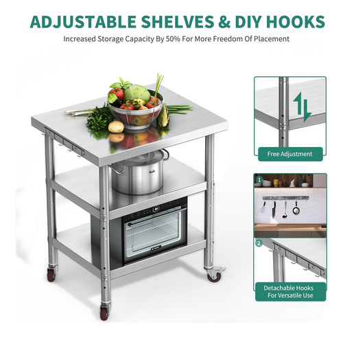 Yitahome Nsf Mesa De Acero Inoxidable Mesa De Trabajo De 30
